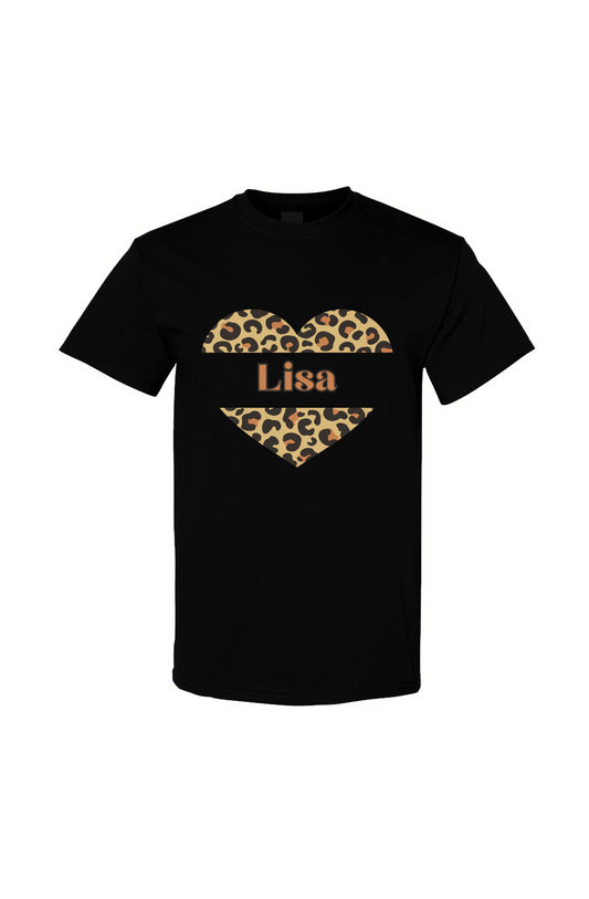 Personalized Name Animal Print Hear T Shirt